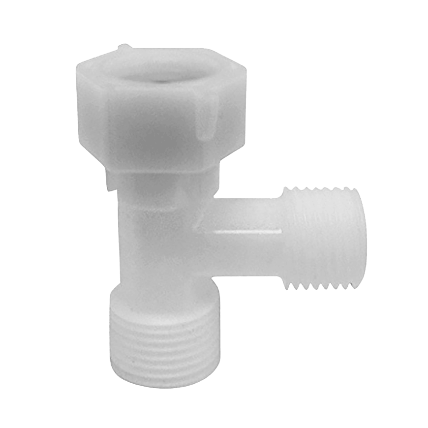 Adaptador en T de plástico con arandela de goma